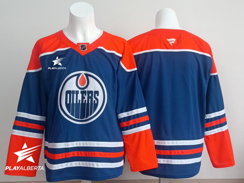 Men 2025 Edmonton Oilers Blank Blue Fanatics Home Premium NHL Jersey style 2->edmonton oilers->NHL Jersey
